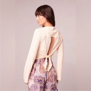 NWT Band Of The Free AVRIL CREAM MOCK NECK CROP TOP Long flowing Bell Sleeves